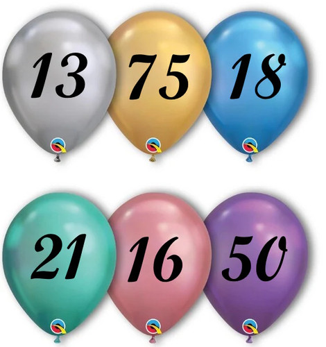 Birthday age chrome balloons - birthday,