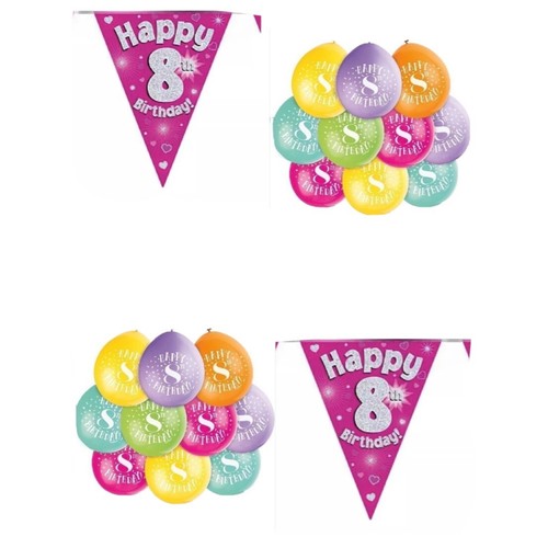 8th birthday girls balloons - 8th,
